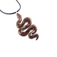 Hand Carved Wooden Snake Pendant, Snake Necklace, Wood Reptile Pendant, Totem Spirit Animal Serpent Jewelry Gift for Him Her