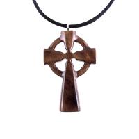 Wooden Celtic Cross Pendant, Wood Celtic Cross Necklace, Hand Carved Irish Christian Jewelry for Men