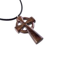 Wooden Celtic Cross Pendant, Wood Celtic Cross Necklace, Hand Carved Irish Christian Jewelry for Men