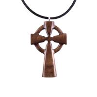 Wooden Celtic Cross Pendant, Wood Celtic Cross Necklace, Hand Carved Irish Christian Jewelry for Men