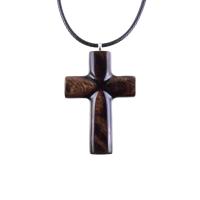 Wood Cross Necklace, Hand Carved Wooden Cross Pendant, One of a Kind Handmade Christian Jewelry for Men or Women