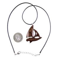 Sailboat Necklace, Hand Carved Wooden Sailboat Pendant, Wood Boat Necklace, Nautical Jewelry for Men or Women, One of a Kind Gift