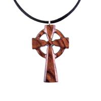 Wooden Celtic Cross Pendant, Hand Carved Celtic Cross Necklace, Wood Cross Necklace Gift for Him, Irish Christian Jewelry