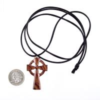 Wooden Celtic Cross Pendant, Hand Carved Celtic Cross Necklace, Wood Cross Necklace Gift for Him, Irish Christian Jewelry