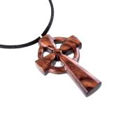 Wooden Celtic Cross Pendant, Hand Carved Celtic Cross Necklace, Wood Cross Necklace Gift for Him, Irish Christian Jewelry