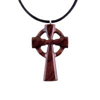 Wooden Celtic Cross Pendant, Hand Carved Celtic Cross Necklace, Wood Cross Necklace Gift for Him, Irish Christian Jewelry