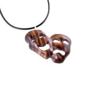 Hand Carved Comedy Tragedy Mask Necklace, Wooden Mask Pendant, Drama Necklace for Men or Women, Theatre Wood Jewelry