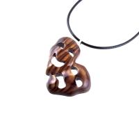 Hand Carved Comedy Tragedy Mask Necklace, Wooden Mask Pendant, Drama Necklace for Men or Women, Theatre Wood Jewelry
