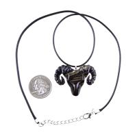 Ram Necklace, Hand Carved Wooden Ram Head Pendant, Mens Wood Necklace, Sheep Jewelry, Aries Jewelry, Gift for Him