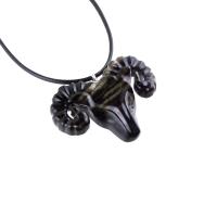 Ram Necklace, Hand Carved Wooden Ram Head Pendant, Mens Wood Necklace, Sheep Jewelry, Aries Jewelry, Gift for Him