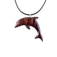 Wooden Dolphin Pendant, Hand Carved Dolphin Necklace, Sea Animal Necklace, Nautical Wood Jewelry for Men or Women