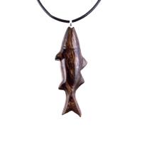 Hand Carved Fish Necklace, Wooden Striped Bass Pendant, Fishermen Jewelry, Mens Wood Necklace, One of a Kind Gift for Him