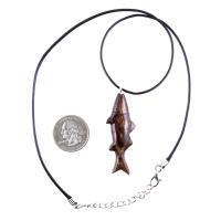 Hand Carved Fish Necklace, Wooden Striped Bass Pendant, Fishermen Jewelry, Mens Wood Necklace, One of a Kind Gift for Him
