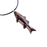 Hand Carved Fish Necklace, Wooden Striped Bass Pendant, Fishermen Jewelry, Mens Wood Necklace, One of a Kind Gift for Him