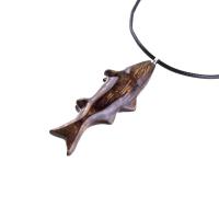 Hand Carved Fish Necklace, Wooden Striped Bass Pendant, Fishermen Jewelry, Mens Wood Necklace, One of a Kind Gift for Him