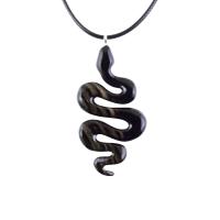 Hand Carved Wooden Snake Pendant, Snake Necklace for Men or Women, Spirit Animal Totem Reptile Wood Jewelry