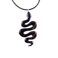 Hand Carved Wooden Snake Pendant, Snake Necklace for Men or Women, Spirit Animal Totem Reptile Wood Jewelry