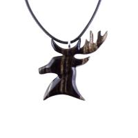 Hand Carved Stag Head Necklace, Wooden Deer Pendant, Woodland Buck Necklace, Mens Jewelry, Spirit Animal Totem Gift for Him