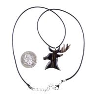 Hand Carved Stag Head Necklace, Wooden Deer Pendant, Woodland Buck Necklace, Mens Jewelry, Spirit Animal Totem Gift for Him