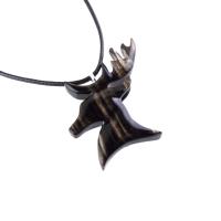 Hand Carved Stag Head Necklace, Wooden Deer Pendant, Woodland Buck Necklace, Mens Jewelry, Spirit Animal Totem Gift for Him