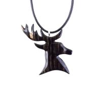 Hand Carved Stag Head Necklace, Wooden Deer Pendant, Woodland Buck Necklace, Mens Jewelry, Spirit Animal Totem Gift for Him