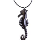 Hand Carved Wooden Seahorse Pendant Necklace for Men and Women, Sea Animal Wood Jewelry, One of a Kind Gift for Him Her