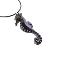 Hand Carved Wooden Seahorse Pendant Necklace for Men and Women, Sea Animal Wood Jewelry, One of a Kind Gift for Him Her