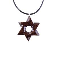 Wooden Star of David Pendant, Hand Carved Jewish Star Necklace, Wood Jewelry for Men or Women, One of a Kind Gift