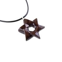Wooden Star of David Pendant, Hand Carved Jewish Star Necklace, Wood Jewelry for Men or Women, One of a Kind Gift