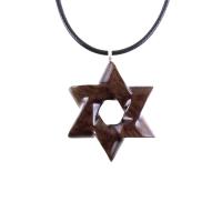 Wooden Star of David Pendant, Hand Carved Jewish Star Necklace, Wood Jewelry for Men or Women, One of a Kind Gift