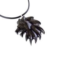 Hand Carved Wooden Lion Head Necklace Pendant, Handmade Leo Spirit Animal Jewelry Gift for Him