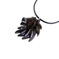 Hand Carved Wooden Lion Head Necklace Pendant, Handmade Leo Spirit Animal Jewelry Gift for Him