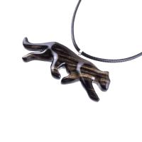 Panther Necklace, Hand Carved Wooden Panther Pendant, Jaguar Necklace, Totem Spirit Animal Wood Jewelry