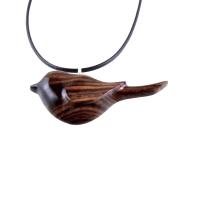 Bird Necklace, Wooden Bird Pendant, Hand Carved Chickadee Necklace, Bird Jewelry, One of a Kind Gift for Her, Wood Jewelry