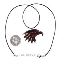 Wooden Eagle Head Pendant, Hand Carved Mens Wood Necklace, Spirit Animal Totem Bird Jewelry, One of a Kind Handmade Gift for Him