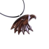 Wooden Eagle Head Pendant, Hand Carved Mens Wood Necklace, Spirit Animal Totem Bird Jewelry, One of a Kind Handmade Gift for Him