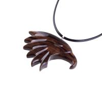 Wooden Eagle Head Pendant, Hand Carved Mens Wood Necklace, Spirit Animal Totem Bird Jewelry, One of a Kind Handmade Gift for Him