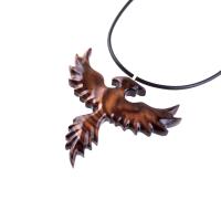 Hand Carved Phoenix Necklace, Wooden Rising Phoenix Pendant for Men or Women, Wood Firebird Necklace, Fantasy Inspirational Jewelry