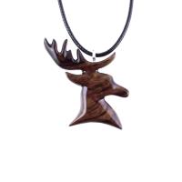 Hand Carved Stag Necklace, Wooden Deer Pendant, Buck Head Necklace, Spirit Animal Totem Gift for Him, Woodland Mens Jewelry