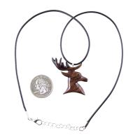 Hand Carved Stag Necklace, Wooden Deer Pendant, Buck Head Necklace, Spirit Animal Totem Gift for Him, Woodland Mens Jewelry