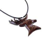 Hand Carved Stag Necklace, Wooden Deer Pendant, Buck Head Necklace, Spirit Animal Totem Gift for Him, Woodland Mens Jewelry
