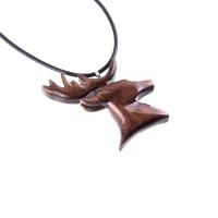 Hand Carved Wooden Deer Stag Pendant Necklace, Buck Head Spirit Animal Totem Gift for Him, Mens Wood Jewelry