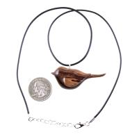Chickadee Necklace, Hand Carved Wooden Bird Pendant, Wood Bird Jewelry, One of a Kind Gift for Her