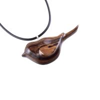 Chickadee Necklace, Hand Carved Wooden Bird Pendant, Wood Bird Jewelry, One of a Kind Gift for Her
