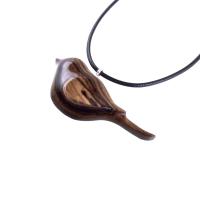 Chickadee Necklace, Hand Carved Wooden Bird Pendant, Wood Bird Jewelry, One of a Kind Gift for Her