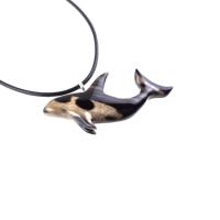 Hand Carved Orca Pendant, Wooden Killer Whale Necklace for Men or Women, Sea Animal, Nautical Beach Wood Jewelry