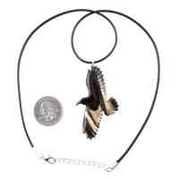 Hand Carved Crow Pendant, Raven Necklace, Wooden Raven Pendant, Wood Crow Necklace, Totem Spirit Animal Jewelry Gift for Him Her