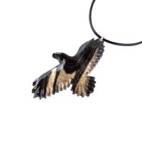 Hand Carved Crow Pendant, Raven Necklace, Wooden Raven Pendant, Wood Crow Necklace, Totem Spirit Animal Jewelry Gift for Him Her