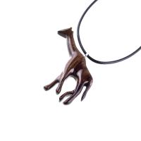Hand Carved Giraffe Pendant, African Wooden Animal Necklace, Wildlife Wood Jewelry for Men Women, Gift for Him Her