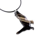 Hawk Necklace, Hand Carved Wooden Hawk Pendant for Men or Women, Wood Falcon Pendant, Totem Bird Jewelry